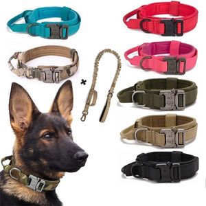 Collars Safety Dog Collars Tactical Leash Policas耐久性のある取り外し可能な布