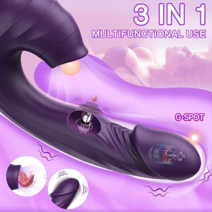 Brinquedo sexual massageador 3 em 1, vibrador de sucção, estimulador de língua de clitóris, vibrador feminino, 20 velocidades, alongamento, adultos para mulheres