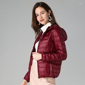 Trench da donna Casual 90% Piumino d'anatra bianco Donna Autunno Inverno Giacche calde con cappuccio ultra leggero Giacca da donna taglie forti