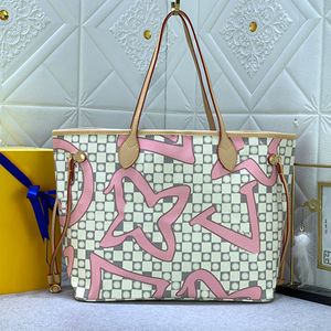 Designer Chessboard Handbags Purses Tote Shoppings Bag Pink Letter Coated Canvas Leather Handle Zipper Pocket Large Capacity Pockets Women Shoulder Bags wallets