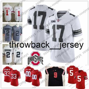 Thr Custom 2021 Ohio State Buckeyes College Football Jersey Fields Olave Young Treveyon Henderson Garrett Wilson Osu Fiesta Bowl 150th Black Red White Jersey