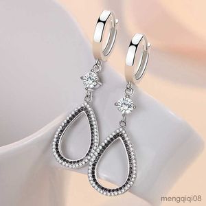 Charm underbara kvinnliga örhängen Sterling Silver droppvattenformade fulla svarta örhängen för kvinnor förhindrar smycken R230605