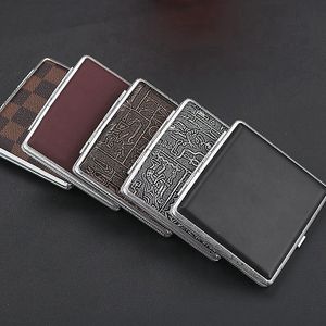Smoking Colorful PU Leather Cigarette Stash Case Dry Herb Tobacco Preroll Rolling Roller Cigar Storage Box Portable Innovative Elastic Band Metal Clips Holder DHL