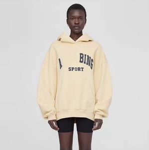 Hoodies للنساء بلوزات AB Bing مصممة Harvey Cotton صفراء جولة الرقبة فضفاضة anine أزياء أزياء مقنع