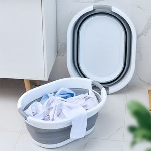 Bathroom Sinks Folding Plastic Bucket Home Bathroom Products Large Laundry Basket Clothes Storage Bucket Camping Outdoor Travel Portable Bucket 230605