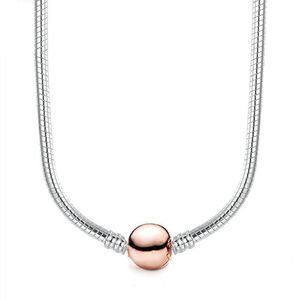 Nuova collana in argento sterling 925 con osso di serpente Collana da donna con collare di gioielli di design popolare di moda Collana fai-da-te adatta a Pandora Moments con scatola