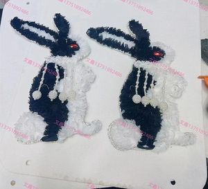 20 datorer/pack mode broderad kanin sömnad lapp dekorativa klädtillbehör grossisttillverkare