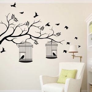 Creative Quotes Writing Family Rules With Branch Leaves Birds Wall Sticker Vinyl Art Home Decor Living Room Textual Decals