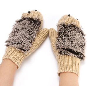 fashion Hedgehog Mitts KnitKit winter warm knit mittens thick warmer wrist gloves women girl finger glove novely cute wool gloves