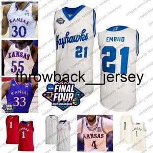 Thr Kansas Jayhawks Basketball Jersey Elmarko Jackson Ochai Agbaji David McCormack 2 Braun 21 Embiid 22 Wiggins 35 Azubuike Men Women Youth Kid Final Four Retro Jerse