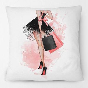 Pillow Beauty Girl Covers Decor Decor Flower Buty na wysokim obcasie Dekoracyjne poduszki do sofy 45x45 cm