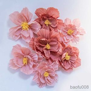 Sacchetti di bustine 1/3Pcs Crepe Paper Flower Teste di fiori di carta Sfondo casa fai da te Decorazione della parete Matrimonio Fiori di carta artigianali fatti a mano R230605