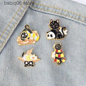 Pins Broschen Niedliches Tieremblem Schmuck Unternehmerischer Cartoon Dunkler Sternenhimmel Muster Katzenform Legierung Kragenbrosche T230605