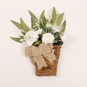 Decorative Flowers Beautiful Simulated Flower Basket Bright Color No Withering Faux Silk Wreath Ornamental