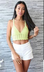 Roupa de banho feminina praia crochê tops de biquíni sutiã push up maiô 2023 feminino feito à mão rendado cropped top regata personalizado