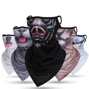 Unisex kadın erkekler nefes alabilen serinleme üçgen bandana sihirli eşarplar yarım yüz kapak maskeleri komik parti kostümleri maskeler spor buz ipek türban sarar