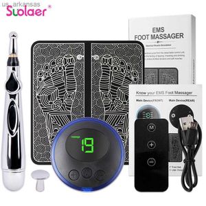 Electric EMS Foot Massager Pad Portable Foldable Massage Mat Relax Tool Electronic Acupuncture Point Meridian Energy Massage Pen L230523