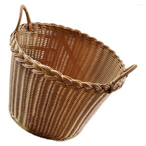 Storage Bags Dirty Clothes Hamper Basket Simulated Rattan Woven Laundry With Handle