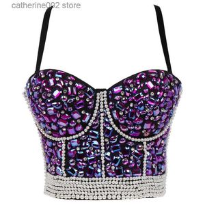 Women's Tanks Camis Rhinestone Diamond Sequin Tank Top Women Stage Party Shaper Camis Bra Shirt Woman Clothes Punk Corset Ladies Crop Tops y2k Blusa T230605