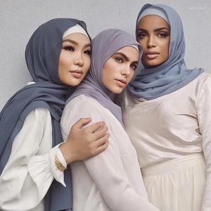 Sciarpe 85 180 cm Musulmano Chiffon Hijab Scialli Sciarpa Donna Solid Maxi Head Wraps Hijab Donna Ladies Foulard Femme Musulman Veils