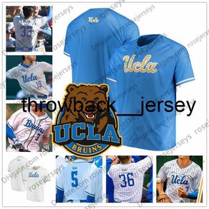 Thr Custom UCLA 2019 College Baseball dowolny numer nazwiska biały szary jasnoniebieski 7 Michael Taglia 36 Jake Pries Men Młodzież Kid NCAA Jersey