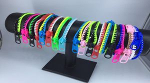 Whole Lots Mixed Beautiful Bicolor Hip Zip Zipper style Fashion plastic Bracelet wristband For girls women Children2856833