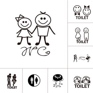 10 Stil WC Wall Sticker för toalettdörr Vattentäta klistermärken Badrum Dekor Hus Familj Hemdekoration Mural WC Wallpaper