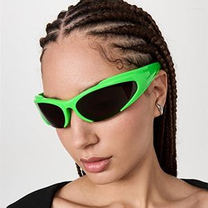Güneş Gözlüğü Moda Yeşil Dikdörtgen Spor Erkekleri Kadın Y2K Sargı Vintage Kırmızı Film Ayna Gölgesi Gözlük Bisiklete binen Erkek Güneş Gözlükleri UV400