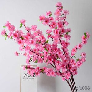 Sachet Bags 1 3 5pcs Artificial Peach Blossom Branch Spring Plum Cherry Blossom Silk Flower Tree Decoration Home Wedding DIY Decoration R230605