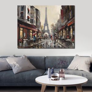 Arte em tela de paisagem cênica Paris Rain Brent Heighton Pintura Arte moderna feita à mão Decoração de parede perfeita para escritório em casa