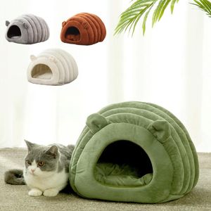 Cat Beds Pet Winter Warm Sheep Litter Pad House Bed Semi Enclosed Four Season Sleeping Bag Cama Perro