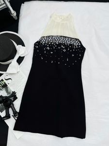 Urban Sexy Dress New Spring/Summer 2023 Small Stand Up Neck Hanging Neck Design Gradient Studded Diamond Decoration Off Shoulder Dress