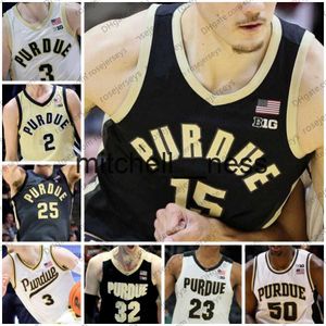 Mit8 Custom NCAA Purdue Boilermakers Maglie da basket 15 Zach Edey 3 Braden Smith 2 Fletcher Loyer 1 Caleb Furst Maglia nera bianca oro grigia per uomo Donna Gioventù Bambini