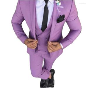 Męskie garnitury Wysokiej jakości Purple Men Suit 3 sztuki (krawat kamizelki z kurtką) Moda na wesele w Vetement Homme Groom Blazer Sets