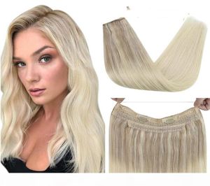 Invisible Halo Hair Extensions 100 Real Human Hair Fishing Wire with 2 Clips Machine Remy Hair Nordic luy6721283