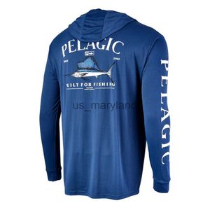 Outdoor Shirts Pelagic Wear Fishing Apparel Summer Outdoor Men Long Sleeve T shirt Fish Wear Sun Protection Breathable Hooded Angling Clothing J230605