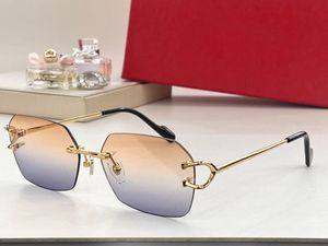 Lüks güneş gözlükleri klasik altıgen bayanlar güneş gözlükleri çerçevesiz altın metal çerçeve basit rahat ışık pratik erkekler
