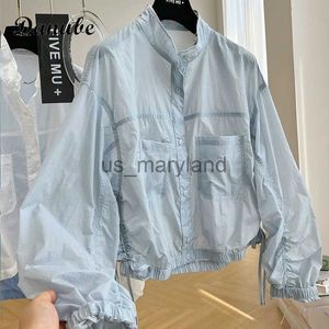 Outdoor Shirts Korean Casual Sun Protection Clothing Women UV-proof Loose Sunscreen Jackets Summer Stand Collar Zipper Windbreaker Female Tops J230605