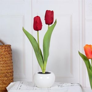 Table Lamps Bedside Tulips Artificial Flowers Living Room Garden Lamp Home Decor Est Bouquet 2023 Simulation Tulip