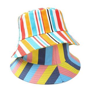 Breda randhattar 2023 Spring Cotton Stripe Print Bucket Fisherman Outdoor Travel Sun Hat For Men and Women 162 G230603
