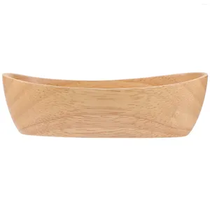 Dinnerware Sets Natural Wood Bowl Boat Shaped Wooden Fruit Storage Snack Serving