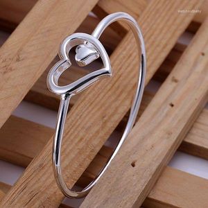 Bangle Wedding Nice Gift B018 Trendy Silver Color Bracelet Fashion Jewelry Big And Small Heart Auoajlva