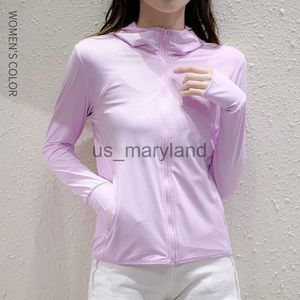 Outdoor Shirts UPF50+ Sonnenschutzjacke Damen Eisseide Kapuzenmantel für Sommer Klimaanlage Kleidung Atmungsaktiv Einfarbig J230605