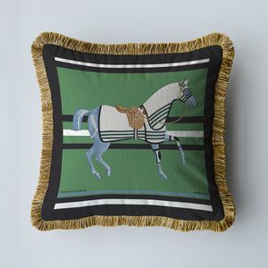 Novo 45*45cm Almofada/Capa de Almofada Decorativa Estojo Quadrado Decorativo Cavalo de Corrida de Luxo Jacquard Tecido de Alta Densidade Sofá Cadeira 2023070703