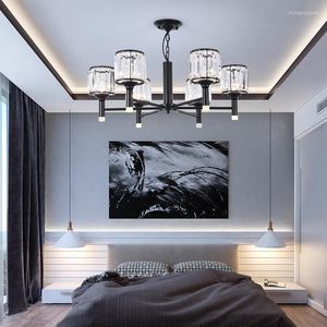 Pendant Lamps American Vintage Style Crystal Chandelier Lighting E27 LED Interface Iron Ceiling K9 Design Fixture