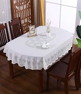 Bordduk mode oval plastvattentät oljeproof hushåll gyllene spetstryck bordsskydd bord matta r230605