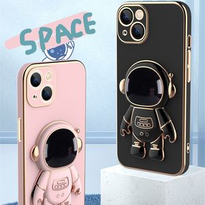 Custodie per cellulari astronauta Placcatura Cover per designer di stand nascosti per iPhone 14 Plus 13 12 Pro Max Custodia protettiva per cellulare di lusso Shell