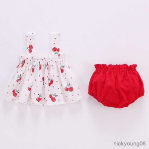 Kläder sätter Lawadka Summer Thin Newborn Baby Clothes for Girls Set Print Mini Dress and PP Shorts 2pcs Spädbarnsutrustning 2023