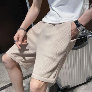 Shorts Masculino Masculino Verão Casual Manguito Waffle Superfície Moda Coreana Bermudas Masculino Curto Homme Streetwear Cintura Elástica