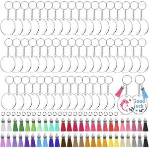 Schlüsselanhänger 200 Teile/Satz Schlüsselanhänger Kreis DIY Handwerk Schlüsselanhänger Quaste Hängender Anhänger Kit Zubehör Handy Geldbörse Auto-Innenraum